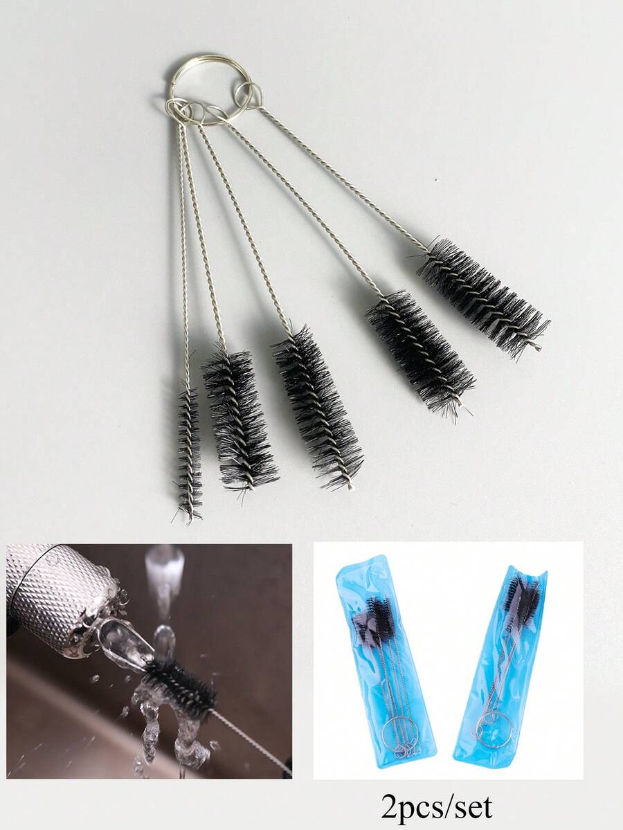 2入組紋身機清潔刷紋身針筒握把,氣筆針尖刷黑色 - 黑色 - 查看 1