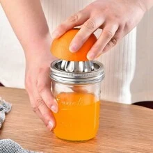1個簡單手動不銹鋼檸檬榨汁機,多功能便攜式西瓜水果榨汁器帶寬口蓋 - 銀色 - 查看 2