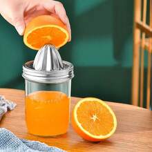 1個簡單手動不銹鋼檸檬榨汁機,多功能便攜式西瓜水果榨汁器帶寬口蓋 - 銀色 - 查看 3