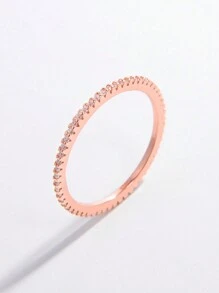 925純銀1入經典/寬版戒指,女性18k金/銠/玫瑰金鍍嵌滿閃爍的鋯石,可選金色或銀色,適合日常穿戴、情人節和約會贈禮 - R0005 - 查看 4