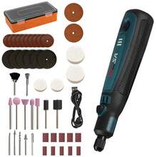 小型旋轉工具套件3.6v電動研磨機3段調速研磨機套裝usb可充電迷你雕刻筆工具,適用於研磨,鑽孔,抛光,雕刻,diy手工藝 - 黑色 - 查看 8
