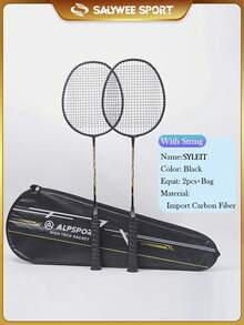 2pcs With Free Bag Carbon Fibre Badminton Racket SYLEIT 4U G5 22/26/28lbs With String Grips Perfect For Outdoor & Indoor Beginners - Multicolor - View 7