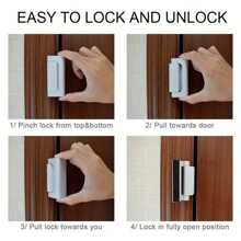 1set Home Door Lock For Child Reinforcement With 3-Inch Aluminum Alloy Anti-Theft Hinges, Latches And Night Latch - White - View 4
