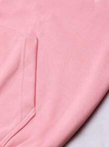 Blusa De Frio Chicago Feminina Canguru Flanelado com Capuz e Bolso - Rosa Bebê - Visão 3