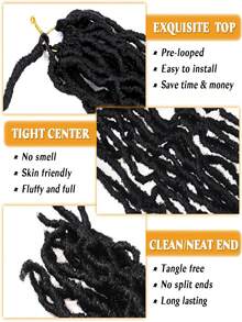 8寸1套 新款假辮鉤織捲曲新款柔軟辮鉤織合成女神辮編髮用 - 黑色 - 查看 2