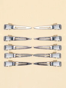 Bộ 10 kẹp tóc cho bé gái, kẹp tóc chuyên nghiệp dùng để tạo kiểu tóc, kẹp không uốn cong để duỗi hoặc uốn tóc - Bạc - Xem 5