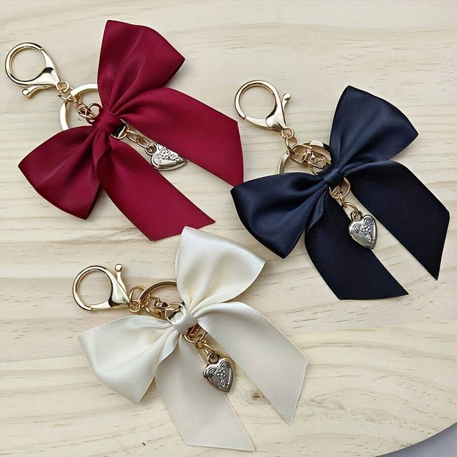1pc Ribbon Bow Keychain, Bag Accessory, Best Friends Gift Keyring - Multicolor - View 1