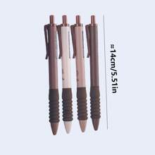 4pcs Coffee Color Press Pen Highly Attractive Gel Pen Soft Sponge Pen Simple Signature Pen For Students,Quick-Dry 0.5mm Pen Tip - Black - View 4