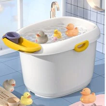 1pack/3pcs Baby Bath Toys - Floating Yellow Ducks Made Of Wheat Straw, Suitable To Attract Babies' Interest In Bathing