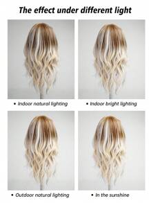 HAIRCUBE 24'' Long Ombre Brown Blond Wavy Multi-Color Synthetic Wigs For Women Heat Resistant Natural Middle Part Wigs For Party Daily Use - Ombre - View 9