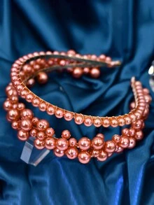 1個髮箍流蘇款式,精美簡約日常髮飾手工製作珠寶首飾 - 皮粉色 - 查看 5