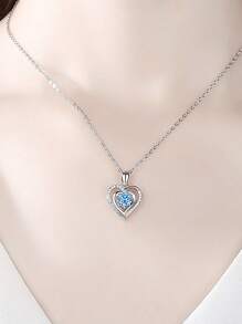 1入海洋心形吊墜鎖骨項鍊,情侶適用女士鎖骨鏈 - 藍色 - 查看 3
