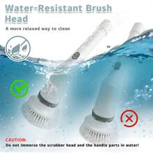 電動旋轉刷,無線動力旋轉刷帶有6個可更換刷頭,適用於浴室,可充電地板刷,用於汽車,地板,瓷磚,浴缸的電動清潔刷 - 白色 - 查看 7