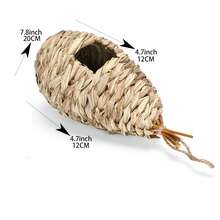 手工編織草編鳥屋、花園裝飾和為鳥兒提供溫暖的巢穴 - 綠色 - 查看 6