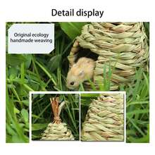 手工編織草編鳥屋、花園裝飾和為鳥兒提供溫暖的巢穴 - 綠色 - 查看 5