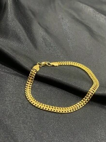 PULSEIRA MASCULINA IMPERADOR BANHADA OURO 24K - Dourado - Visão 3