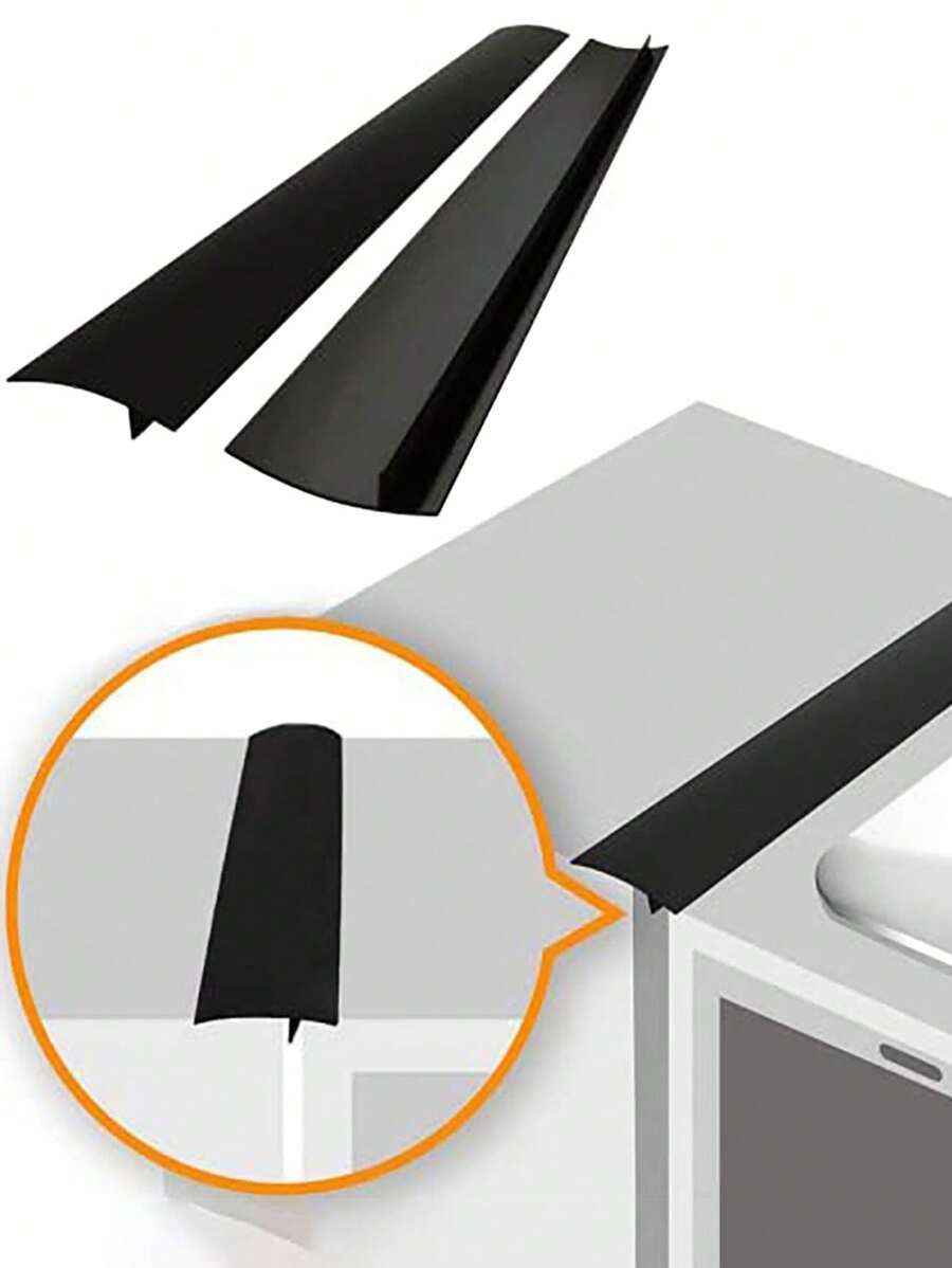 1 cái/2 cái/4 cái Nắp đậy khe hở bếp bằng silicon, Miếng đệm khe hở mặt bàn bếp, Miếng đệm khe hở bếp chịu nhiệt, Miếng đệm khe hở giữa máy giặt và bếp cho thiết bị nhà bếp, Dễ vệ sinh, Có thể dùng với máy rửa chén, Lắp đặt đơn giản - đen - Xem 1