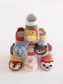 6對防滑卡通寶寶學步襪，適用於春秋季節 - 彩色 - 查看 2