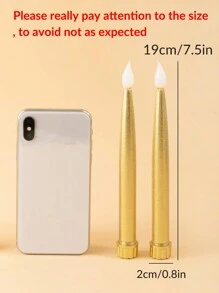 2pcs Gold-Plated Led Electronic Candle Light For Festival, Wedding, Party Decoration, Smokeless Candle Light - Yellow - View 5