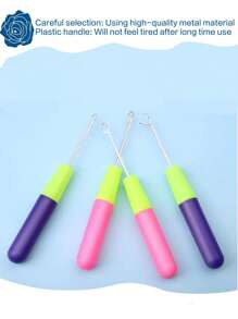 Crochet Hook Plastic Crochet Hook Needle For Hair Weaving Hook Needles 1/3/5Pcs Dreadlock Knitt Hair Weaving Crochet Needle Hook - Hot Pink - View 9