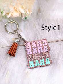 1個mama字樣亮片鑰匙扣,豹紋流蘇钥匙链母親節禮物,轉換手袋、背包、汽車鑰匙,女士mama吊飾手袋配件,送給母親的愛心禮物,情人節鑰匙扣吊墜 - 彩色 - 查看 12