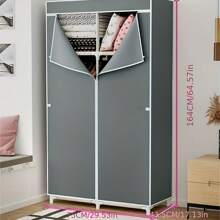 1件簡易布衣櫃,家用臥室單/雙人櫥櫃組裝,落地式收納櫃,防塵收納櫃,鋼框衣櫃,大容量外套壁櫃,耐用,簡潔時尚,單面衣櫃便攜式衣物收納架,帶掛軌,無紡布衣櫃收納架,無紡布覆蓋衣架,衣架,用於臥室、客廳、衣帽間,實用易組裝。 - 灰色 - 查看 2