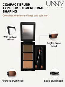 unny club 哑光眉粉、眼影盘、轻盈、顺滑、持久、防水防汗、带镜子、自然渐变、轮廓和眉粉盘 - 03 煙灰棕 - 查看 4