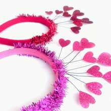 1入新款情人節心形頭箍，派對婚禮節慶紅色和粉色皇冠髮帶 - 彩色 - 查看 5