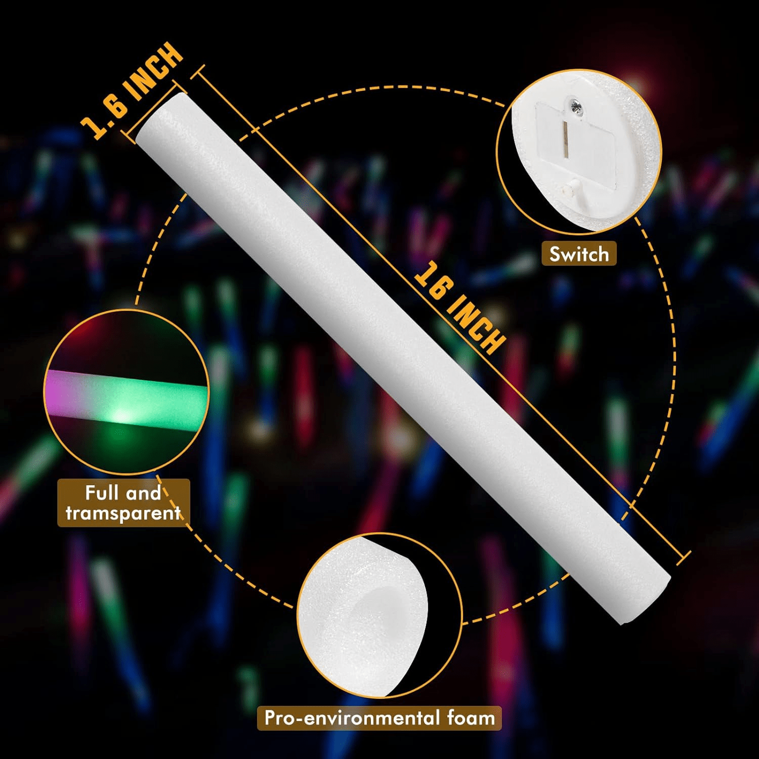 Foam Glow Stick With 3 Modes Of Illumination Perfect For Parties