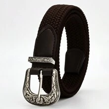 1pc Women's Fashionable & Versatile Square Buckle Elastic Braided Belt For Daily Wear - Multicolor - View 22