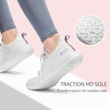 STQ Tennis Shoes Womens Slip On Walking Sneakers With Arch Support - 白紫 - 查看 4