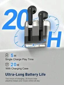 Havit Tw981 晶瑩剔透語音通話 真無線藍牙耳機,機械款式立體聲音效智能觸控,20小時播放時間,輕巧舒適的耳塞設計,type-c接口設計,適合當作禮物 - 黑色 - 查看 6