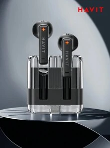 Havit Tw981 晶瑩剔透語音通話 真無線藍牙耳機,機械款式立體聲音效智能觸控,20小時播放時間,輕巧舒適的耳塞設計,type-c接口設計,適合當作禮物 - 黑色 - 查看 2