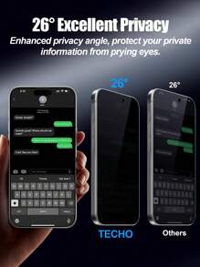 4入組新款全屏陶瓷防窺保護貼，升級版18h奈米材料防爆防震，柔軟且彎曲而不破裂，防震防潰屏，升級光學技術科學保護隱私，前置100d高清分辨率超高清視野，側面強大的反窺控制隱私保護，全屏覆蓋保護，強大的指紋精密感應防抵抗，耐磨耐刮擦，相容於iPhone X-15系列 - 彩色 - 查看 3