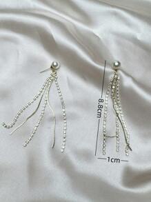 一對優雅的流蘇長鑲鑽耳環 - 彩色 - 查看 4