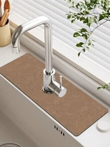 1 件矽藻泥水龍頭吸墊,浴室水龍頭防濺墊,防潮防滑水龍頭墊,乾燥墊適用於浴室檯面,廚房和浴室櫃檯配件 - 駝色 - 查看 1