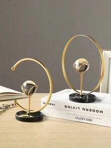 1pc Crystal Ball Ornament For Living Room, Office, Home Decorative Display - Round Gold - View 3