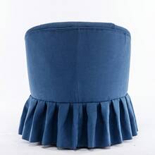 Practical Linen Barrel Chair With Metal Frame And Swivel Base For Living Room And Bedroom - Blue - View 9