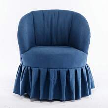 Practical Linen Barrel Chair With Metal Frame And Swivel Base For Living Room And Bedroom - Blue - View 7
