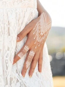 2片紅棕色哇紋身貼紙女性身體臨時紋身手臂藝術 - 白色 - 查看 8