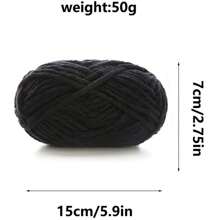 1pc 50g Chunky Warm Comfortable Knitting Yarn, Perfect For Diy Doll's Clothes, Shoes, Gifts - Black - View 2
