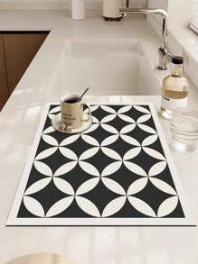 1入簡約風格黑白色咖啡機珪藻泥排水墊,柔軟橡膠排水墊,防滑超吸水耐磨洗碗乾燥墊,放在檯面上當餐墊或道具,庭院桌面裝飾,家居廚房用品 - 彩色 - 查看 2