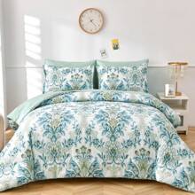 7 Pieces Paisley Comforter Set Queen King Bed In A Bag Comforter, Brown/Blue/Green/Pink Boho Pattern Soft And Comfortable Summer Bedding Set Bed In A Bag For All Seasons, Includes Comforter, Flat Sheet, Fitted Sheet, Pillowcases, Ideal Gift. - 綠色 - 查看 2