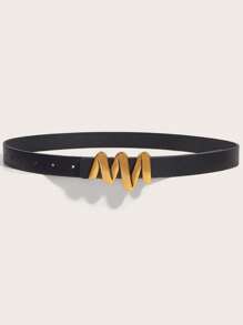 1條女士腰帶,蜈蚣扣極簡主義設計的腰帶,適用於裙子、外套、毛衣、西裝外套、牛仔褲裝飾 - 金色 - 查看 2