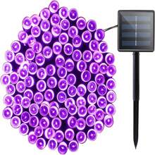 8種模式戶外太陽能燈芯片,溫暖/白/彩色led燈條,太陽能燈,防水環保花環聖誕裝飾 - 紫色 - 查看 1