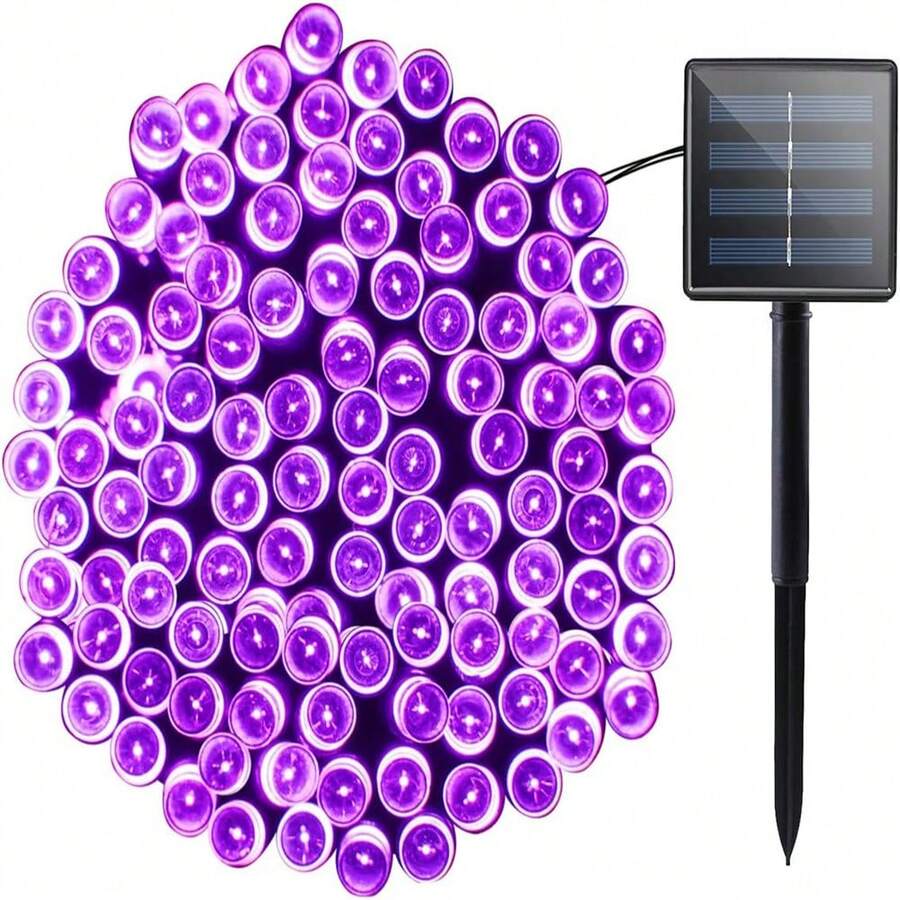 8種模式戶外太陽能燈芯片,溫暖/白/彩色led燈條,太陽能燈,防水環保花環聖誕裝飾 - 紫色 - 查看 1