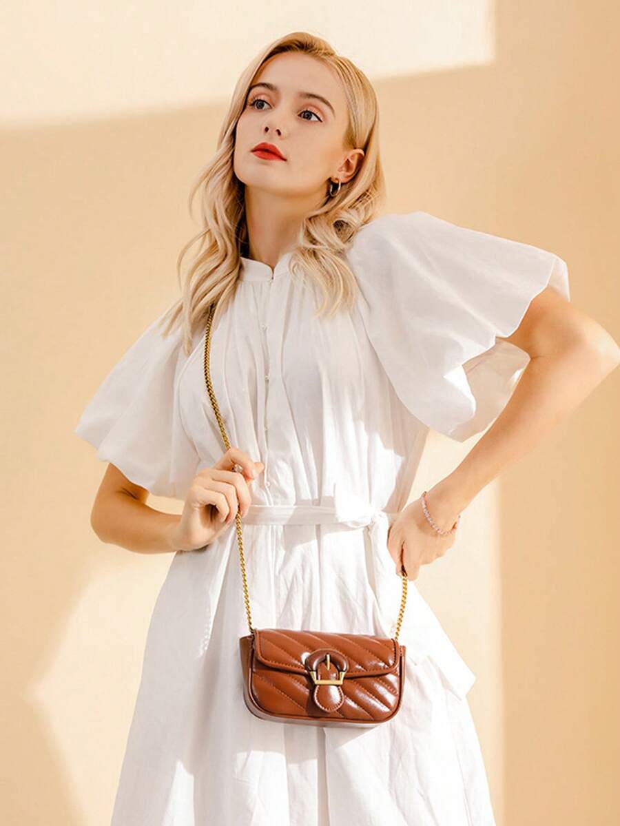 迷你復古鏈條肩背包 - 咖啡棕 - 查看 1