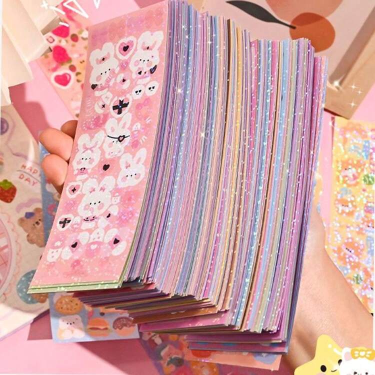 200 piezas de pegatinas de dibujos animados lindos, calcomanías adhesivas, pegatinas DIY para fiestas, tema divertido y encantador, para scrapbooking, equipaje, decoración de Halloween, suministros de manualidades papelería libro de sticker estikers - Multicolor - Añade 1