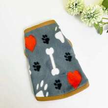 1 件豹紋寵物毛絨毛衣秋冬狗狗保暖衣服 - 灰色 - 查看 2