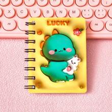 1 pieza Cuaderno espiral 3D con diseño de dibujos animados lindos y aleatorio, con bolsillo mini atractivo para estudiantes - Multicolor - Ver 2